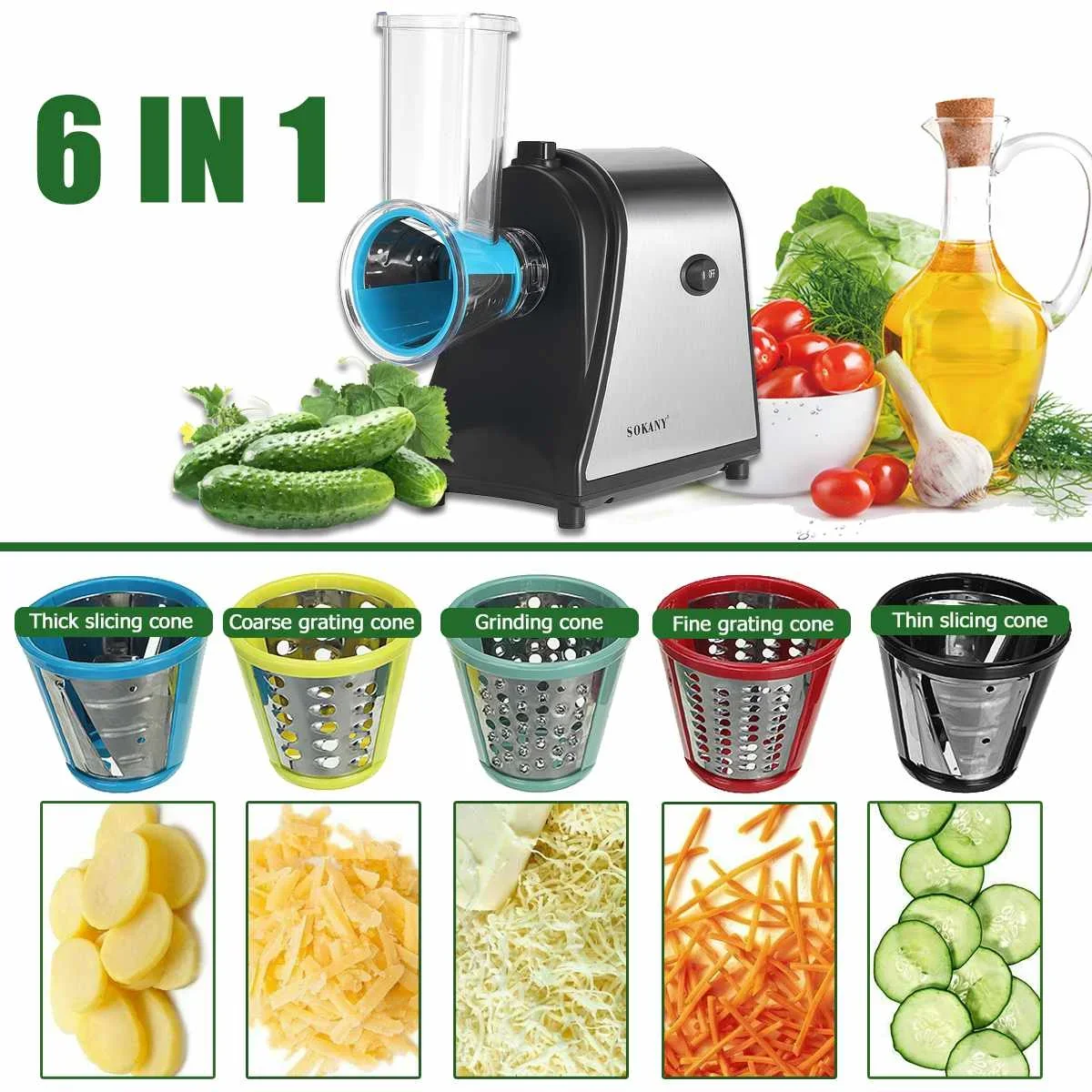 Multifunctional Electric Salad Fruit Vegetable Slicer Cutter Carrot Potato Chopper Cutting Machine Stainless steel Blade