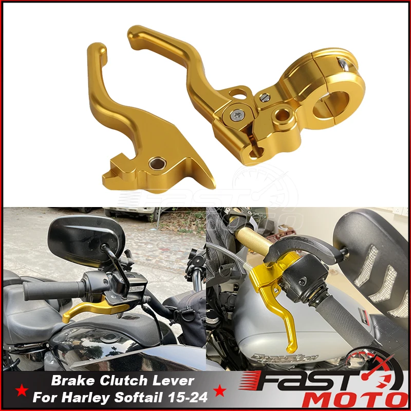 

For Harley Softail M8 Breakout FXBR FXBRS FXSB Street Bob 114 FXBBS FXBB Standard FXST 3 Finger Gold Brake Clutch Lever 2015-24