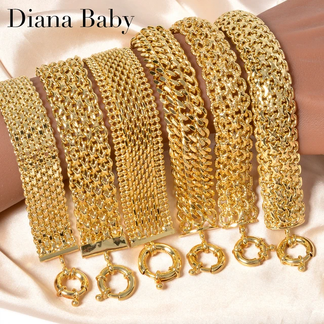Nowa bransoletka z miedzianego łańcucha o szerokości 18 mm unisex pozłacana 18-karatowym złotem bransoletka Miami Sidewalk bransoletka Punk Hip Hop Biżuteria prezent na imprezę