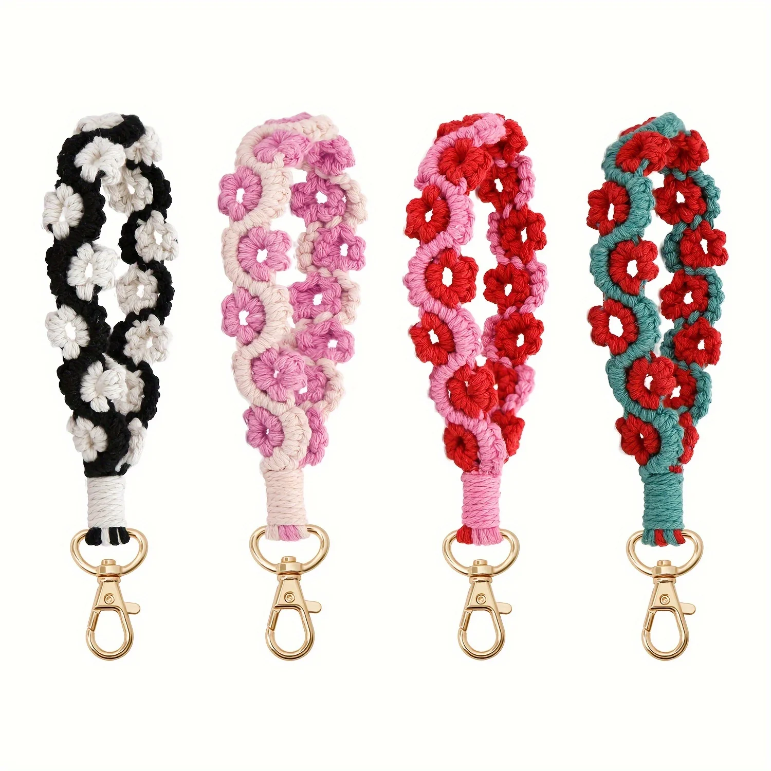 Mobile Phone Lanyard Braided Two-Color Roses Wrist Strap Keychain Lanyard for Wallet Keys Keychain Hanging Rope Cell Phone Strap