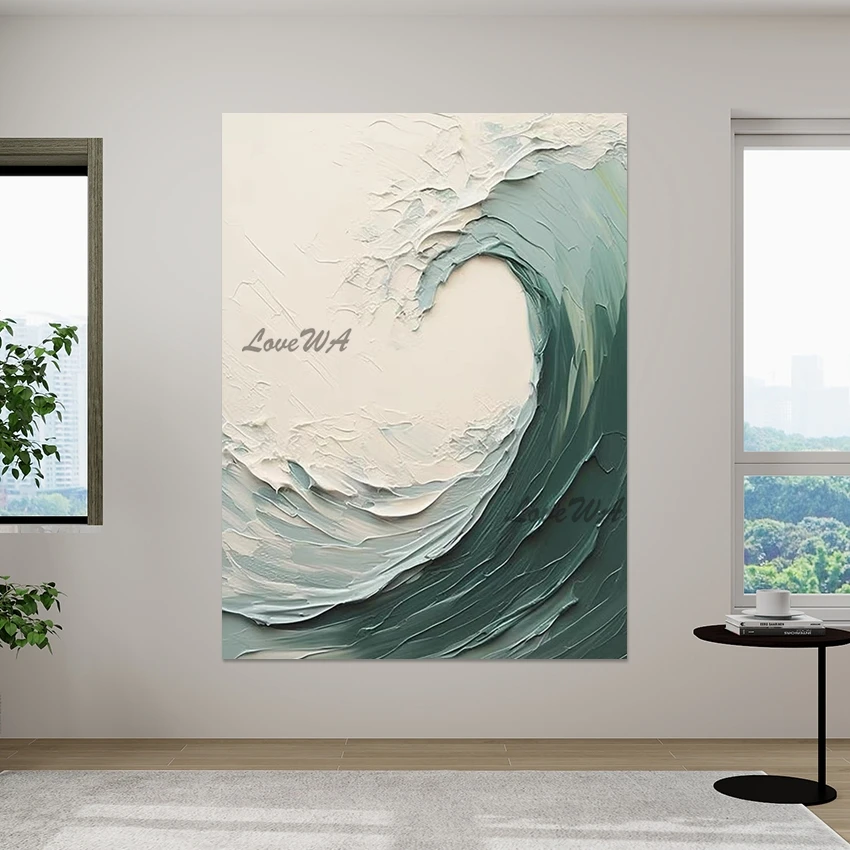 

Морской пейзаж Abstrac Стена, Холст с ножом, Современная текстурированная картина, Картины для гостиной, Простой стиль, Без рамки