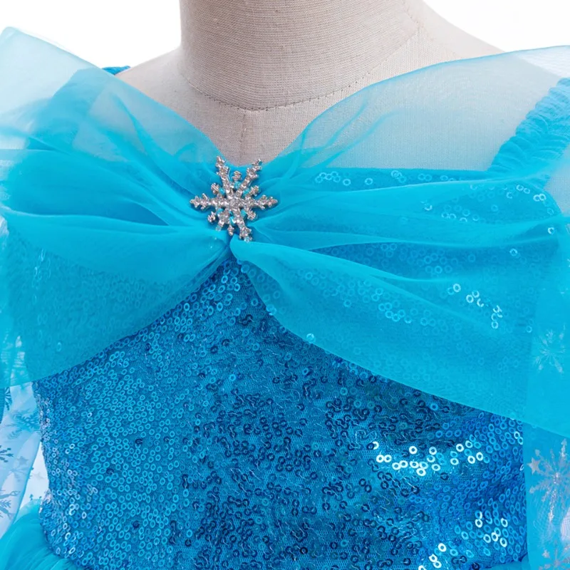 Vestido de princesa Elsa Frozen, vestido de cosplay para niñas, vestido de tutú de actuación para niños