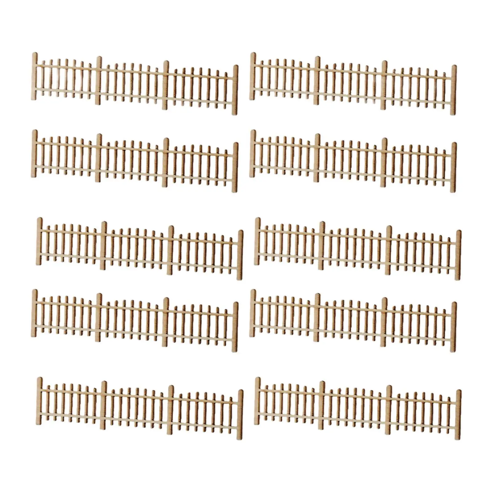 10 Stück Mini-Zäune, 1/50, Holz, realistische Dekoration, Landschaftszäune, Kunsthandwerk für Sandtisch, Garten, Layouts, DIY, Diorama-Szene, DIY