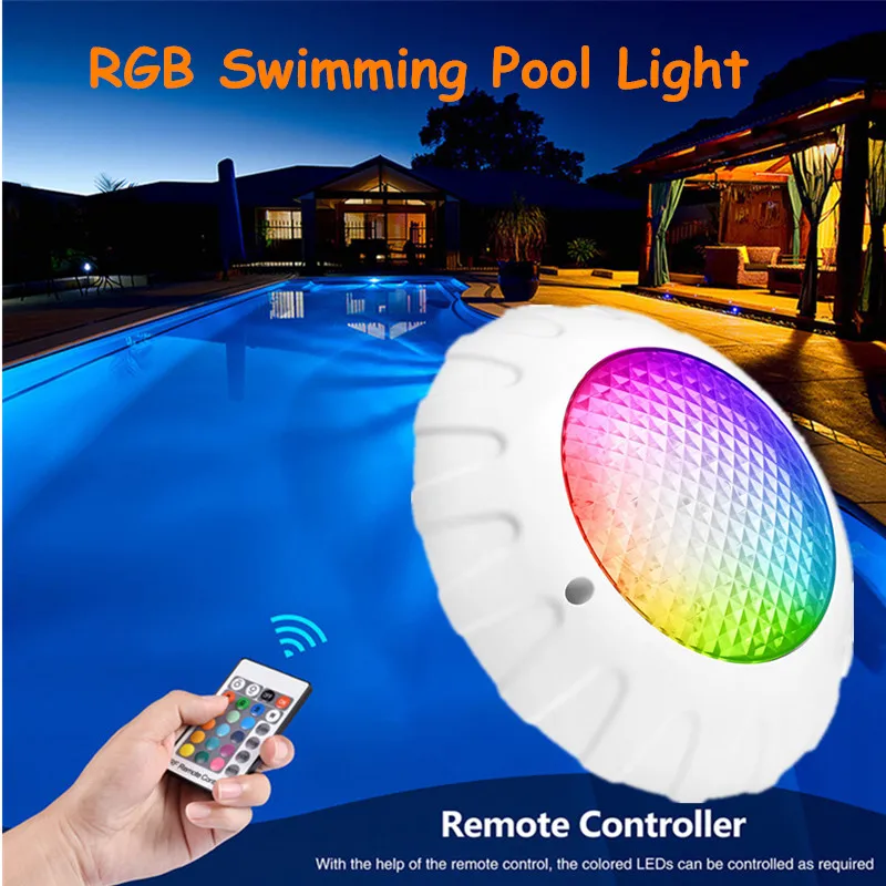 Pool Light Rgb Garden IlluminationSubmersible Lamp Underwaterlamp for Aquarium Ip68 Waterproof Villa Pond Lighting Dc12v 38w