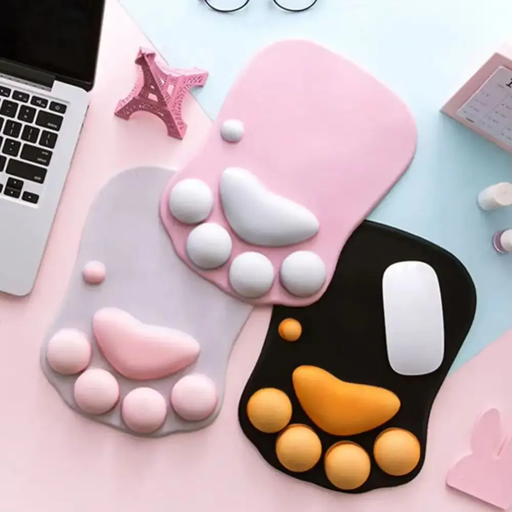 

Desk Mat Wrist Pad 3D Cat Paw Mouse Pad Hand Guard Cartoon Gaming Mouse Pads Anti-Slip Thickened Mouse Wrist Pad Student