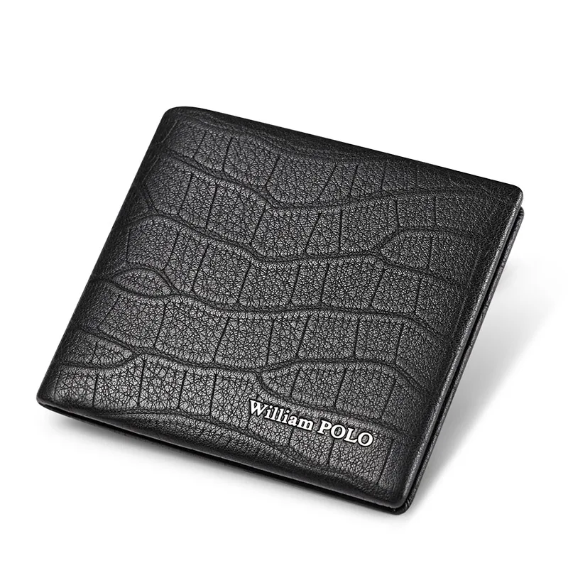 WILLIAMPOLO 100% Genuine Leather Wallet Men Crocodile Pattern Men Card Holder Wallet Real Cowhide Wallets For Man