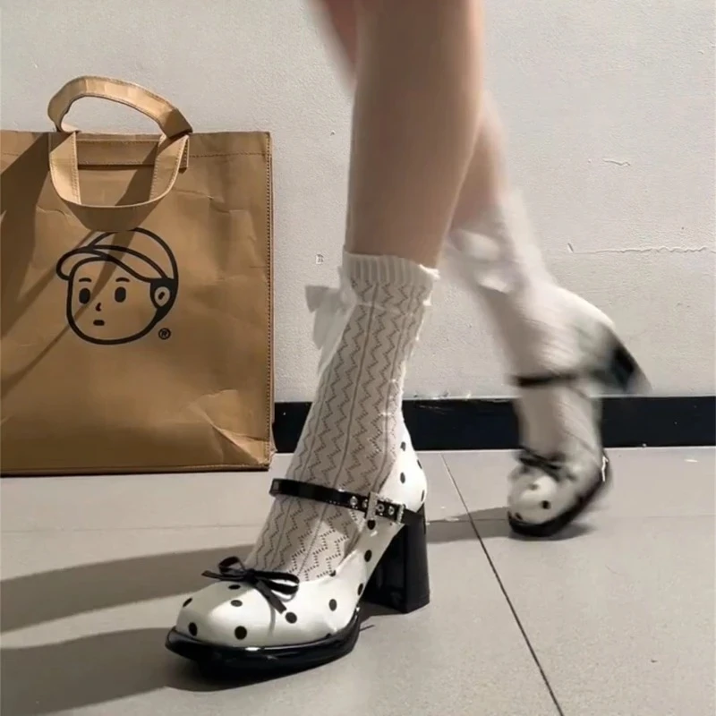 

Platform Thick Heel Women Mary Jane Shoes Concise Ankle Strap Shoes 2026 Spring Women's Elegant Party Dress Leather Pumps