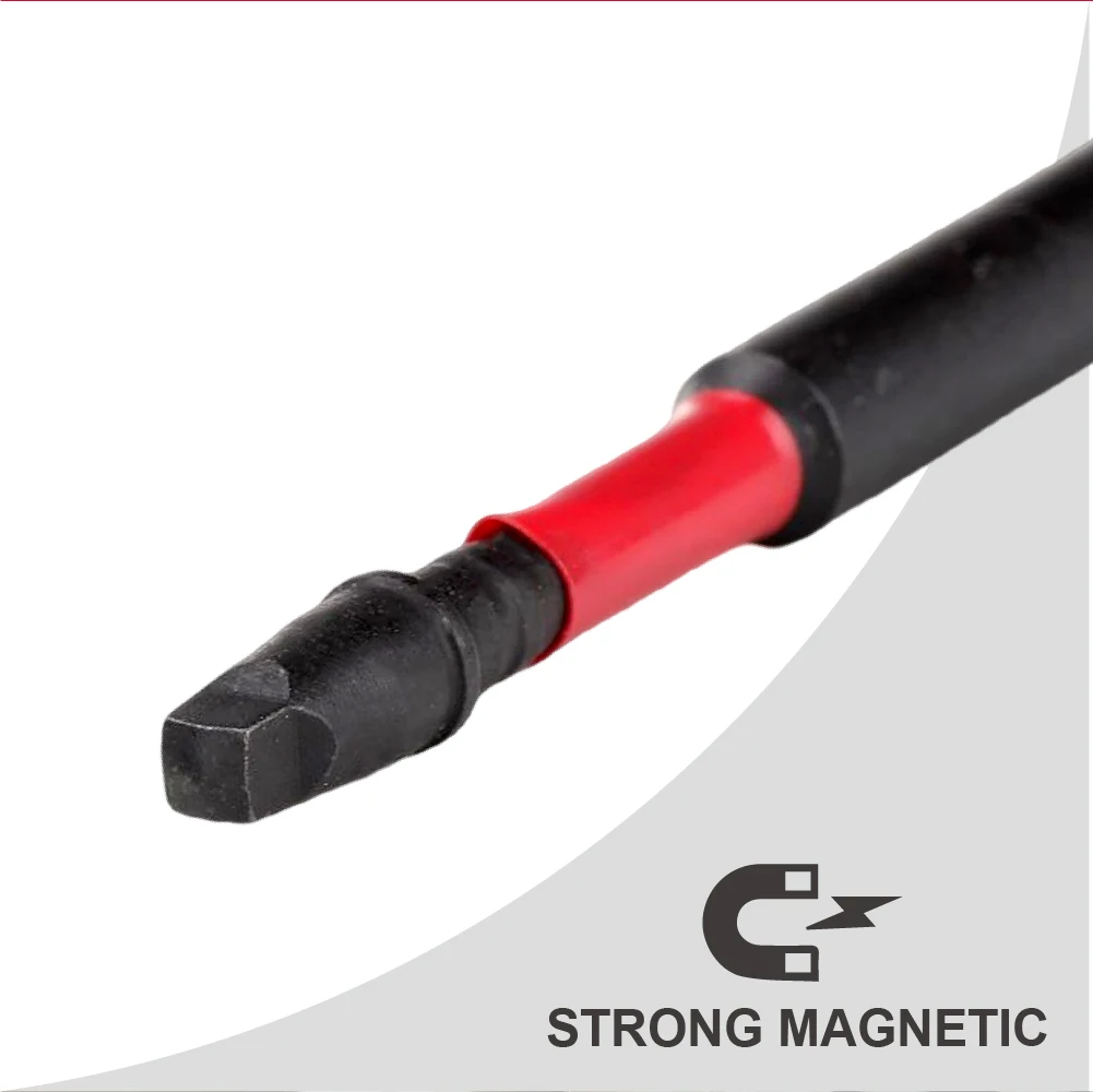 GEINXURN Impact Tough 3Inches #2 Square Insert Driver Bits, Magnetic SQ2 Screwdriver Bits Set 3''Long Impact Bit,Bulk