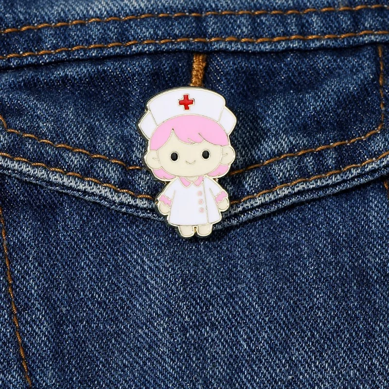 شارات تصميم سيارة الإسعاف للممرضات الكرتونية، دبابيس سبيكة من سلسلة طبية للمستشفى الإبداعي، ملحقات حقيبة الملابس، هدايا للأصدقاء #2
