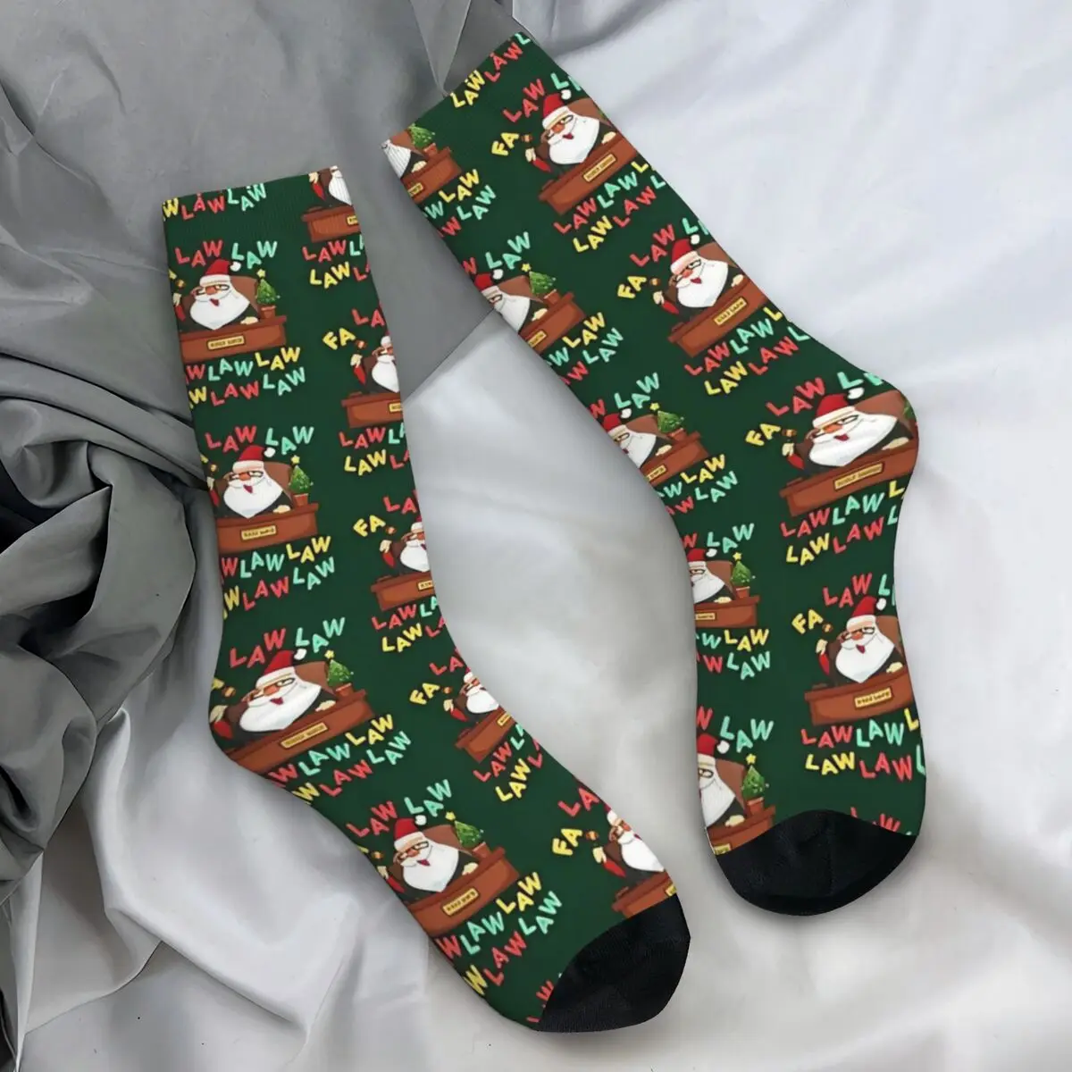 Funny Lawyer Christmas Santa Fa Law Law Socks Autumn Stockings Leisure Men's Comfortable Socks Design Skateboard Non Slip Socks