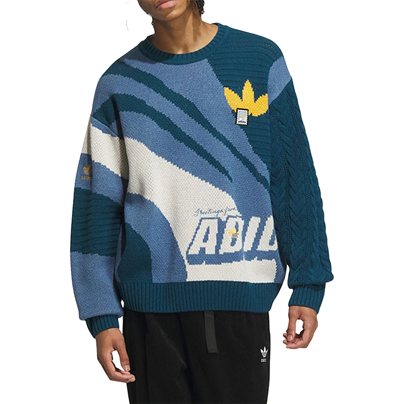 أديداس حقيقية البرسيم الرجال الرجعية محبوك جولة الرقبة عارضة البلوز IN0986 #5