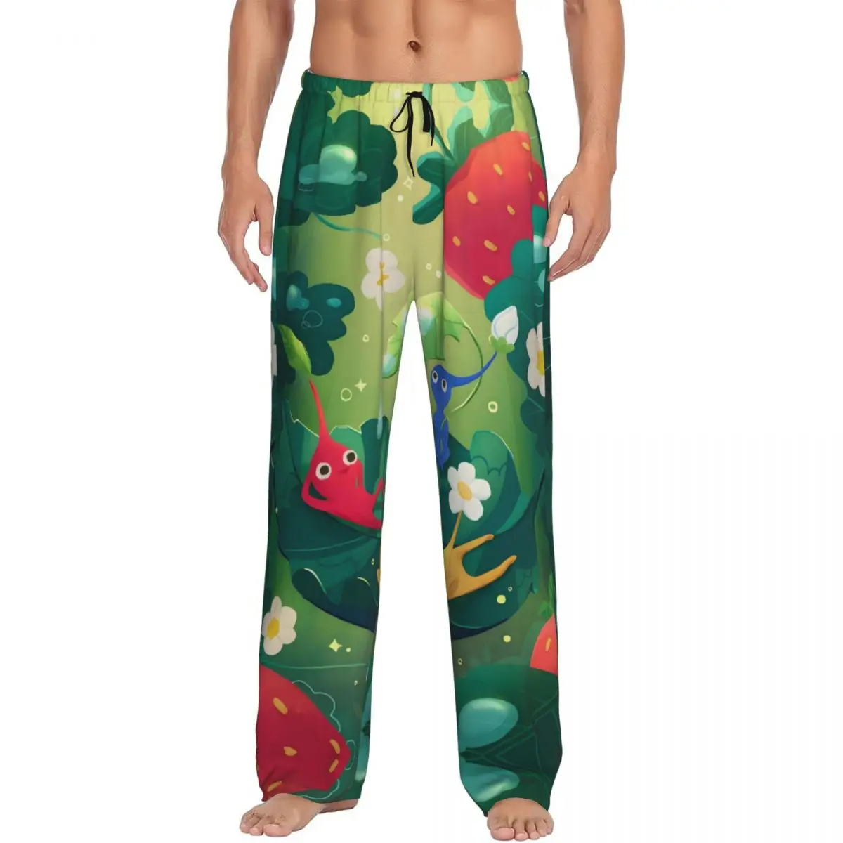 

Custom P-Pikmins Pajama Pants for Men Cute Anime Sleepwear Lounge Sleep Bottoms Stretch with Pockets