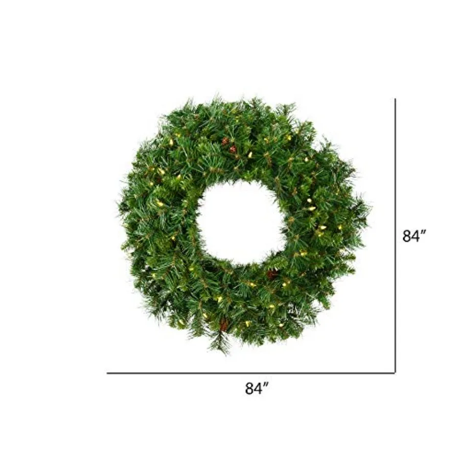 Cheyenne Pine Artificial Christmas Wreath For Indoor Outdoor Use, PVC Tips, Warm White, Realistic Pinecones And Metal Ring Cons