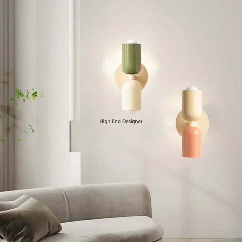 

Nordic Minimalist Art Colorful LED Wall Lamp Bedroom Study Children's Room Bedhead Up and Down Light Modern Home Decoration