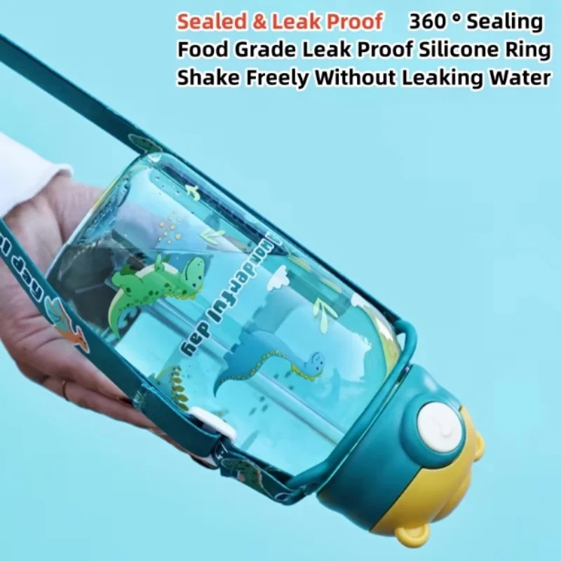 BPA-Free Water Bottle with Pop-Up Lid, Cartoon Design, Transparent & Portable Sealed, Ideal for Special Occasions, Holiday Gifts