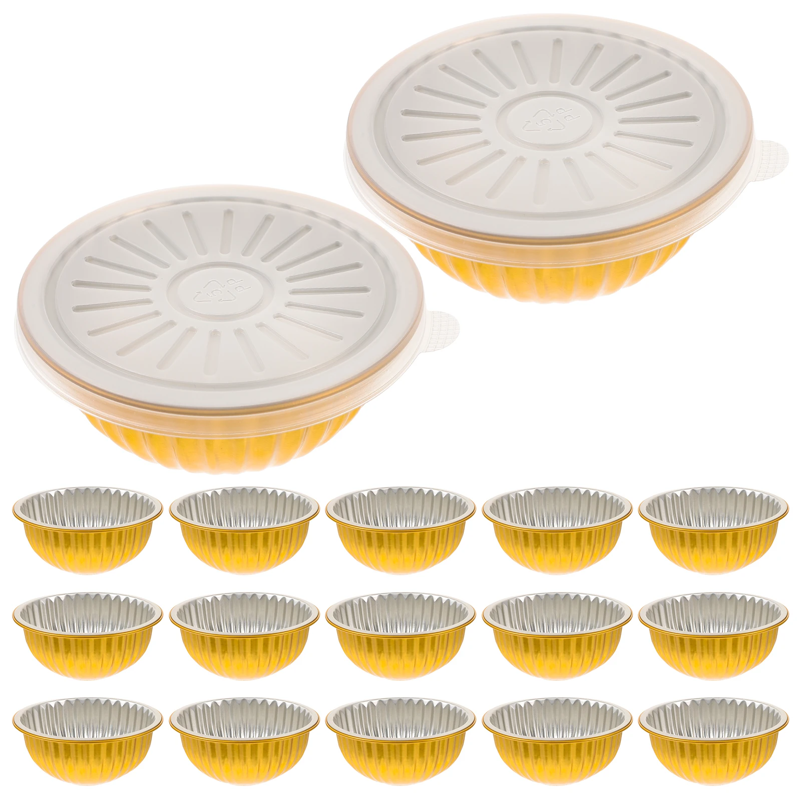 

20Pcs Golden Aluminum Foil Boxes Non Wrinkled Round Bowls for Food Takeaway BBQ Catering Storage Containers Restaurant Household
