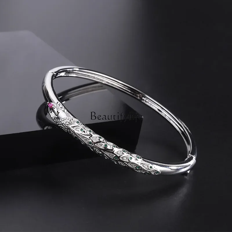 

Bracelet Women's Adjustable Mozzarella Diamond Bracelet Fashion Peacock Inlaid Zircon