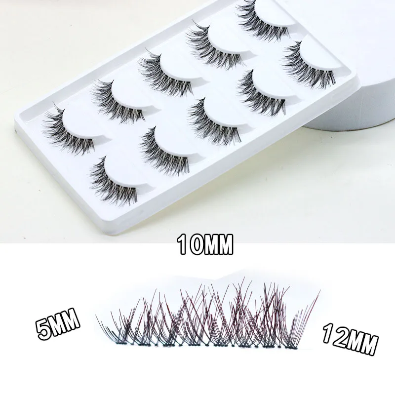 Faux-cils naturels japonais croisés, 5 paires, doux, outils de maquillage, faits à la main, vente en gros, 03, HW8