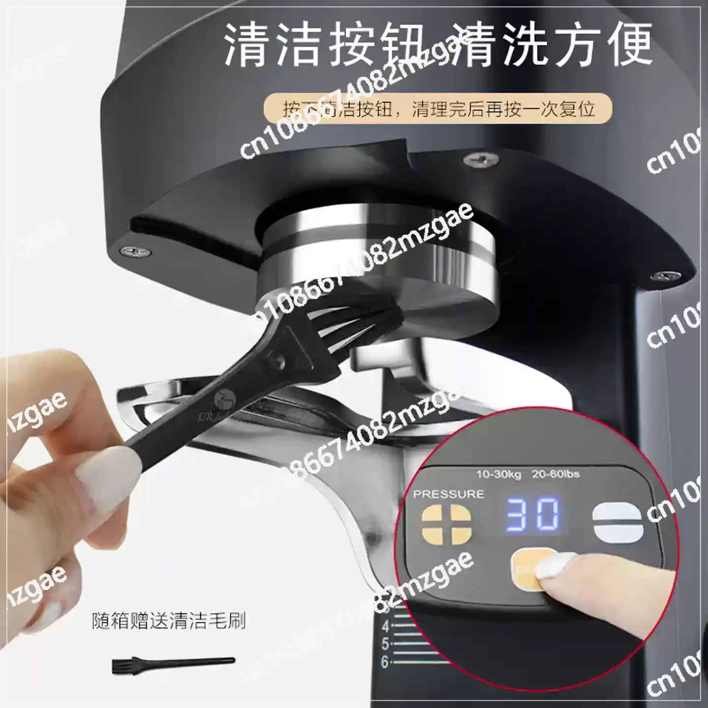 58mm Automatic Coffee Tamper Commercial Electric With Power Supply Stainless Steel Coffee Tamper