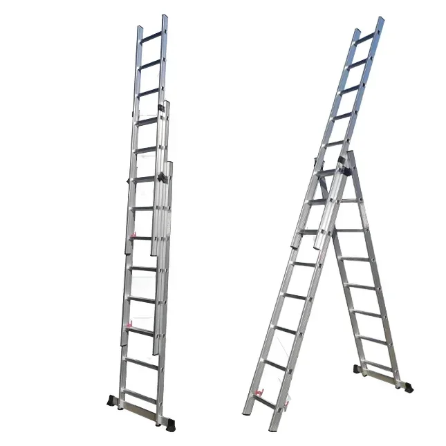 

Factory Price 3-Section Aluminum Telescopic Extension Ladder Insulation Step Folding Ladder 3-12m