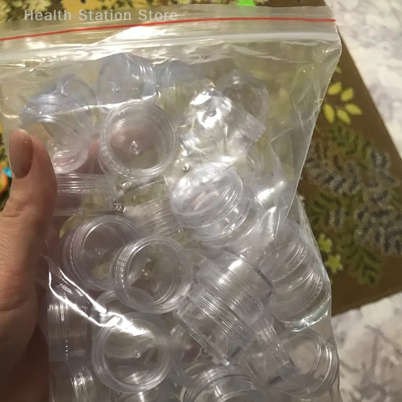 ขวดครีมใสขนาดเล็ก 50 ชิ้น ขวดเครื่องสำอางแบบใส สำหรับใส่ยาทาเล็บ ขวดเปล่า