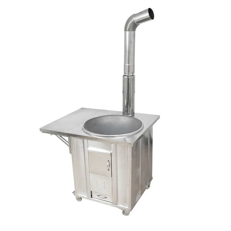 

Single Integrated Stainless Steel Woodburning Outdoor Stove with Chimney Water Tank Convenient Integrated Wood Cooking Solution
