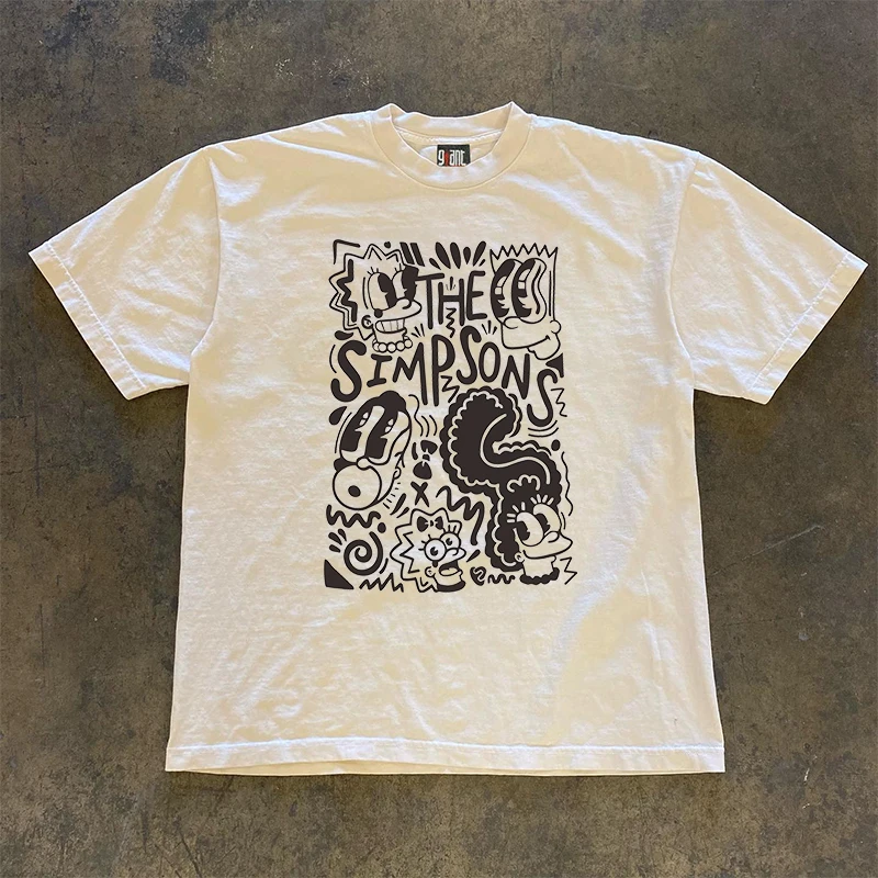 Pure Cotton 260g Heavyweight Short Sleeve T-Shirt Men's Wide Eyed Hip Hop Design Trendy Casual Wear for Men And Women
