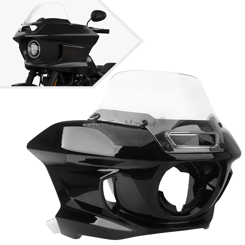 With 10-Inch Windshield Fairing Fit For Harley Fxlrst Fxrst 1Yxz Low Rider St/El Diablo 2022-2024 Black Fairing Clear Windshield