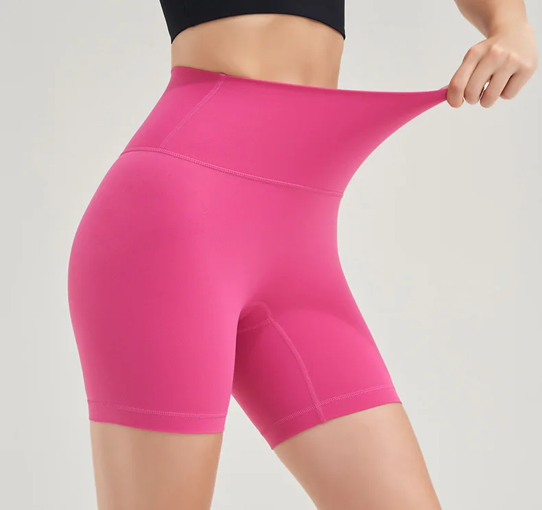 Seamless High-Waist Yoga Shorts for Women, Double-Sided Brushed Butt-Lifting Fitness Shorts, Quick-Dry Three-quarters Workout Sh