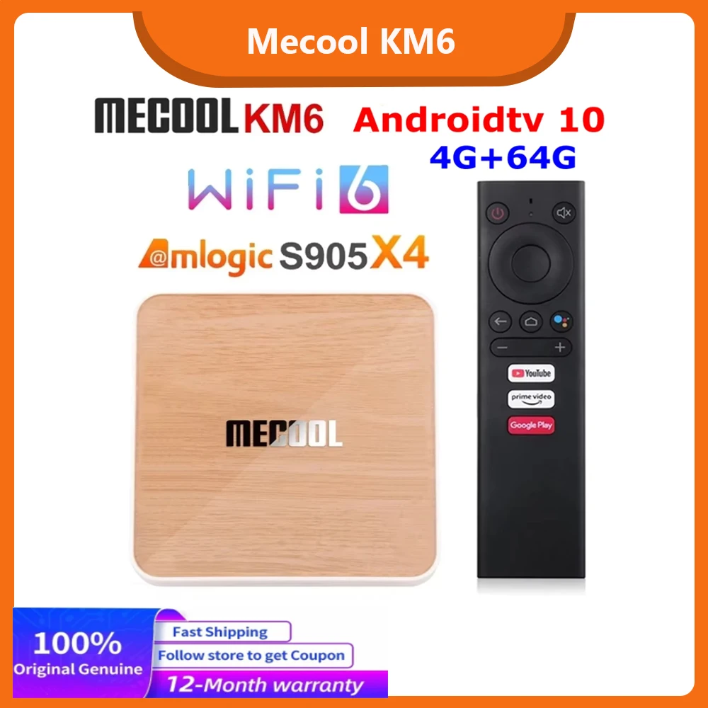 Mecool KM6 Deluxe Android 10 TV BOX Amlogic S905X4 Google Certified 4GB 64GB 5G Dual WiFi 6 1000M AndroidTV 10.0 Set Top Box