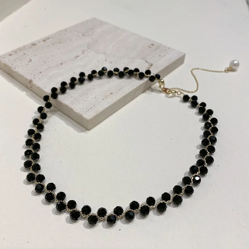 2022 Sexy Black Crystal Woven Chockers Necklace For Women's  Girls' Exquisite Suit Neck Chain Luxury Jewelry Party Accessories