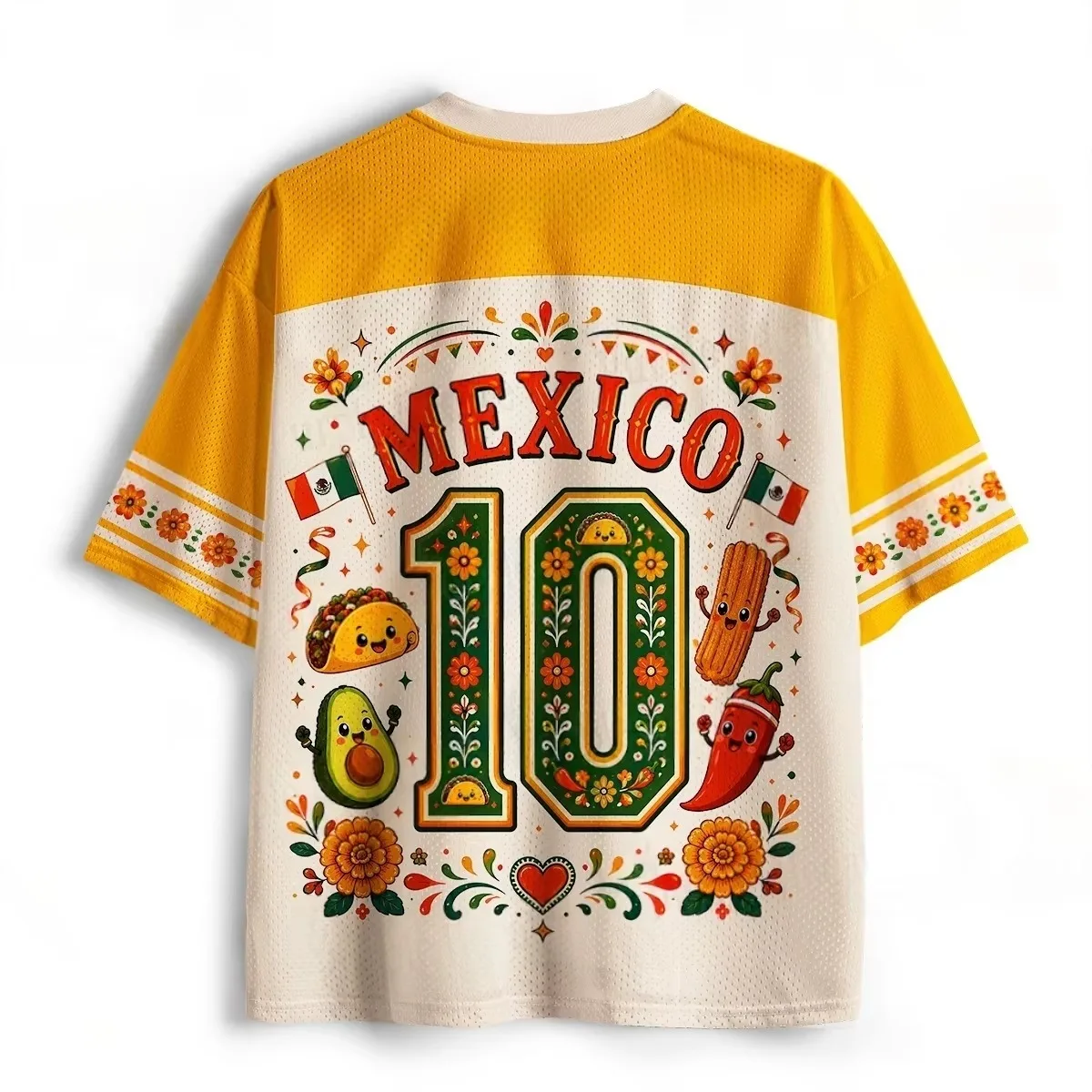 Mexican Cartoon Taco Avocado Chili Cuisine 3D Printed Men's and Women's Loose Breathable Support Jersey Short Sleeves Top