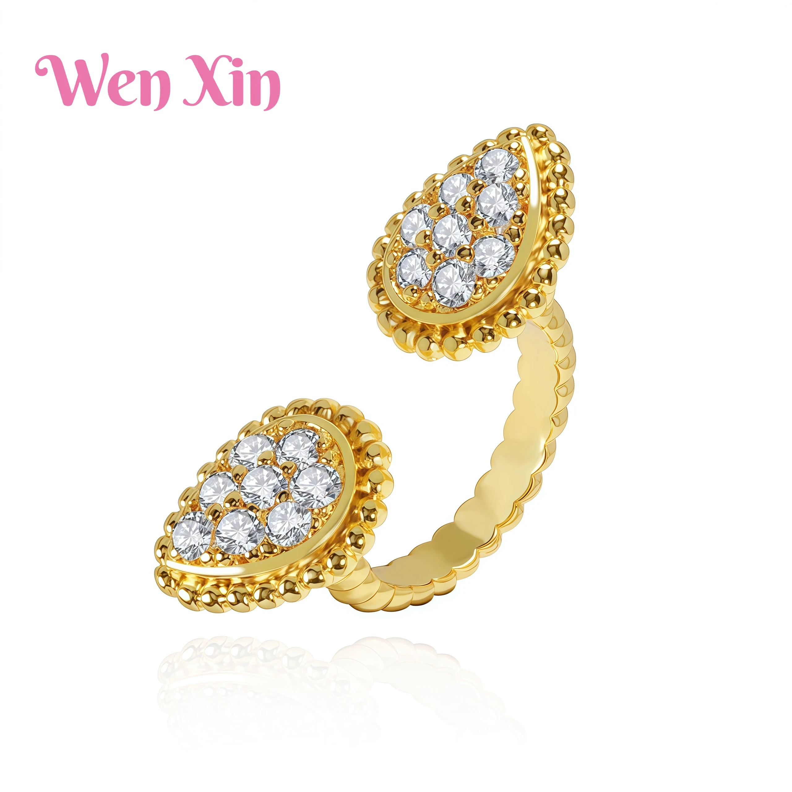 

WENXIN Brand MUSHAN MST High Quality New Retro Style Creative Design Living Ring With Water Droplet Shaped Opening Ring