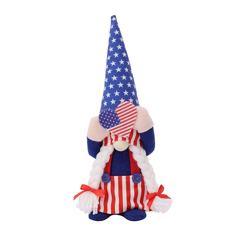 

Patriotic Fourth of July Gnome Couple Figurines Adorable USA Independence Day Swedish Tomte Ornaments for Home Decor