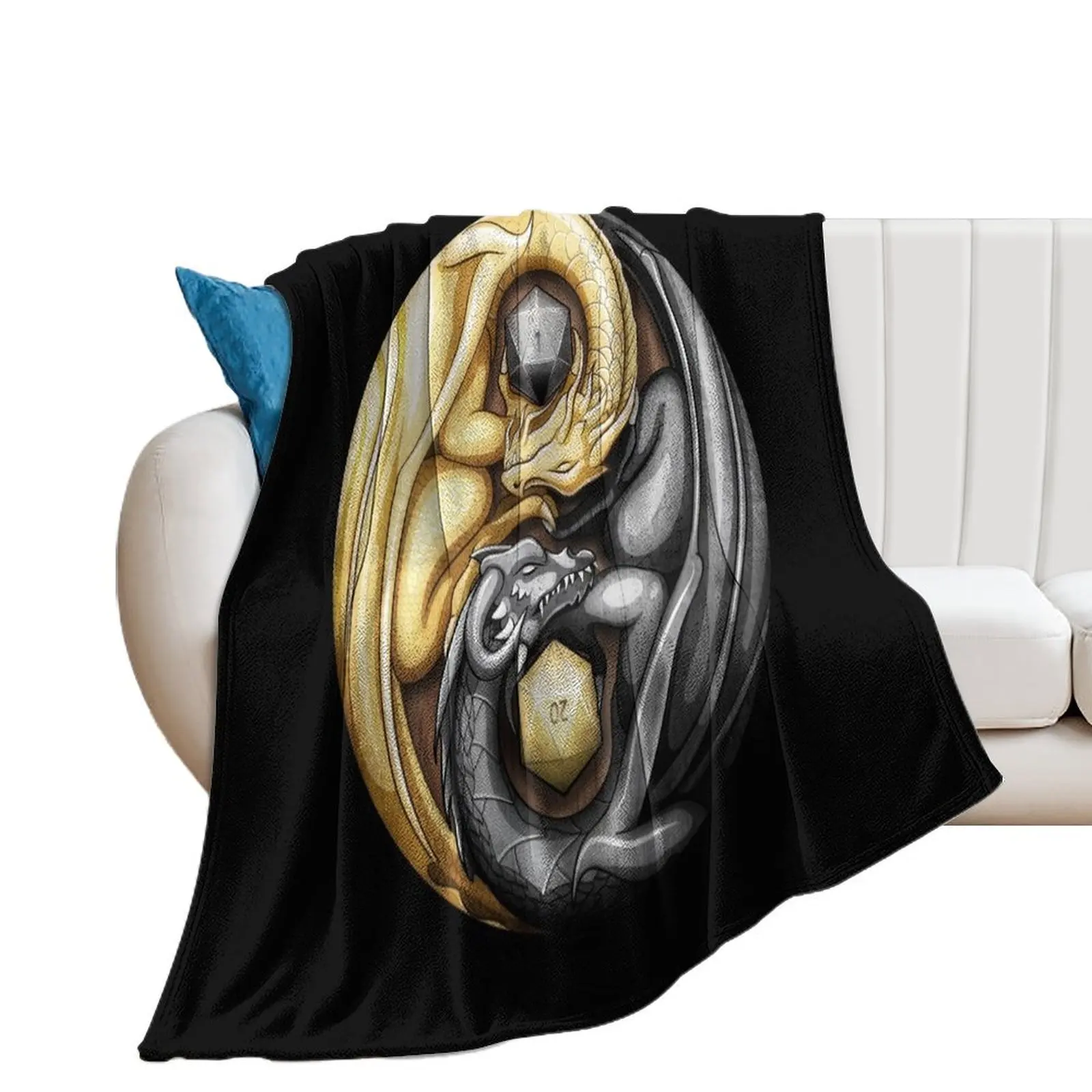 

Balanced Dragons D20 Throw Blanket Flannel Fabric Personalized Gift for winter Blankets