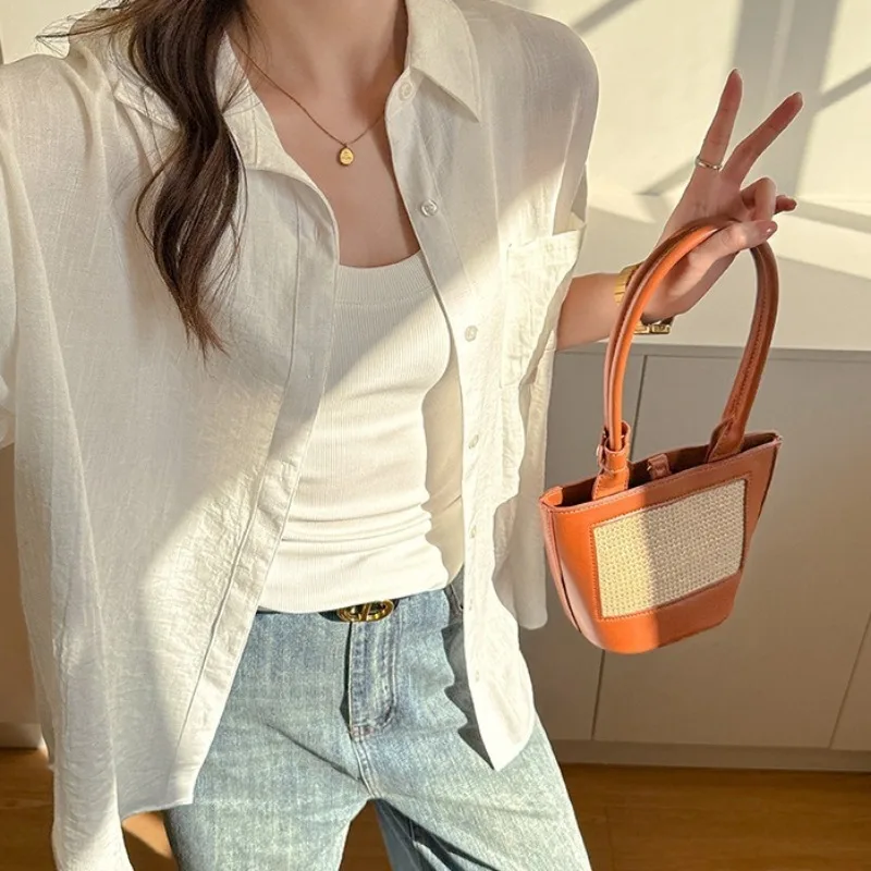 Linen Summer Sun-protective Clothing Women's Shirts Light Luxury and High-end Feel Long-sleeved Thin Solid-color Loose Outerwear