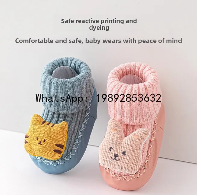 جوارب للرضع والأطفال الصغار، جوارب ما قبل المشي عالية الأنبوب للربيع والخريف، نعل ناعم، أحذية مشي للأحذية المنزلية #3