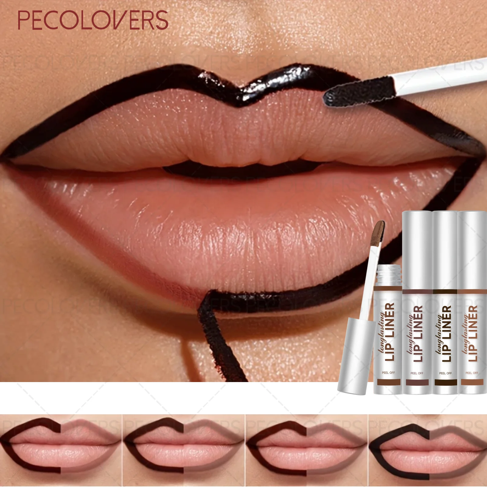 1 pçs rasgo delineador labial brilho labial, criar linha labial personalizada, matiz labial fosco à prova dwaterproof água, de longa duração fácil de descascar alta