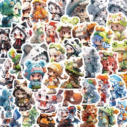 10/30/50pcs Cute Pixel Cartoon Animal Girl Anime Stickers Waterproof Decals Notebook Laptop Luggage Decoration Sticker Kids Toy