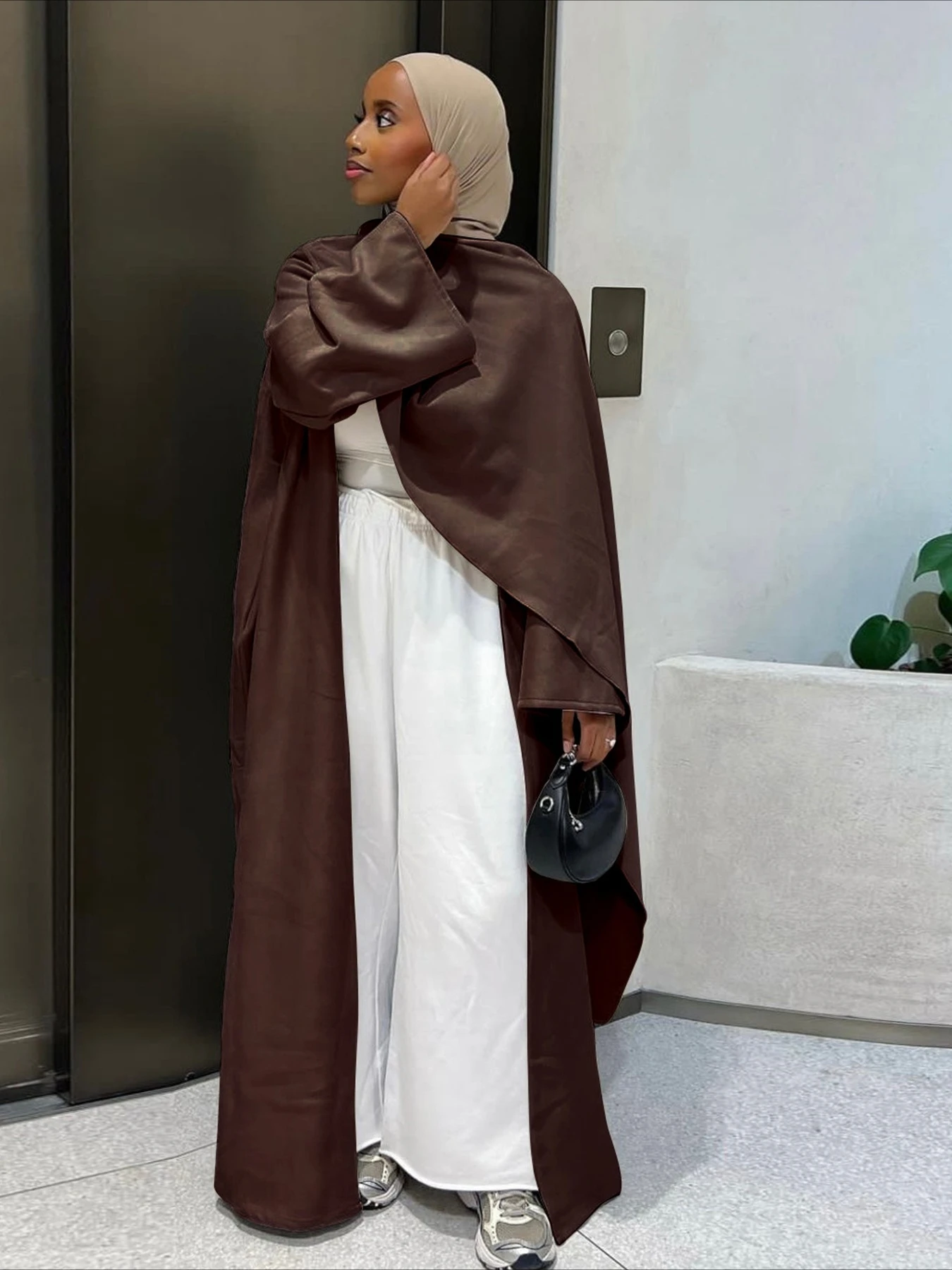 عباية نسائية دبي مع كيب سادة لعيد رمضان سترة إسلامية عبايات فيستدوس لارغوس إسلامية ملابس خارجية متواضعة رداء عربي طويل