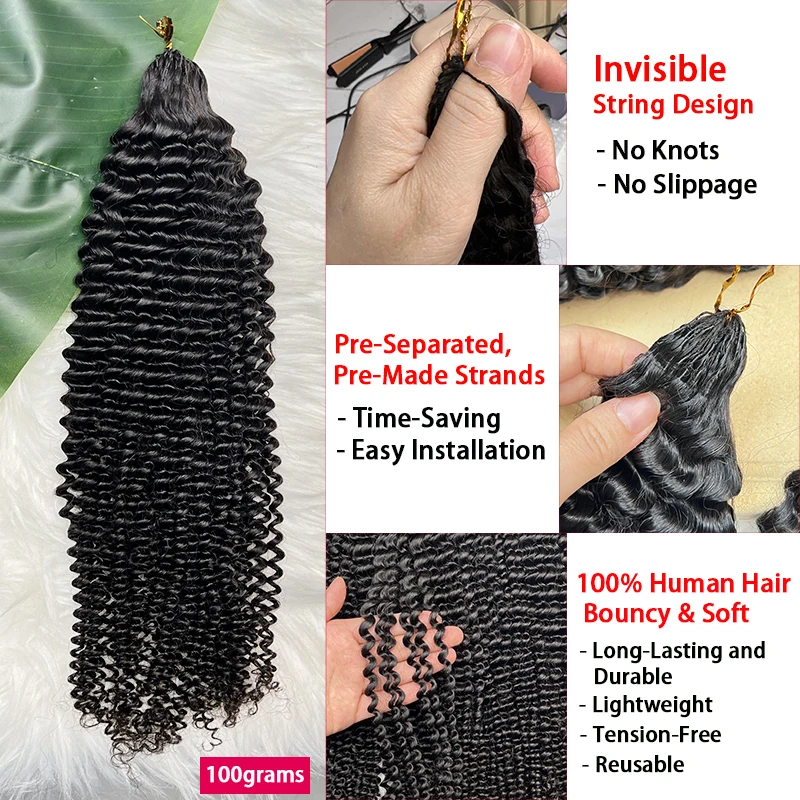 

Raw Hair Afro Kinky Curly Crochet Braiding Human Hair Tight Curly Pre-Separated Knotless Feather Crochet Human Hair Extensions