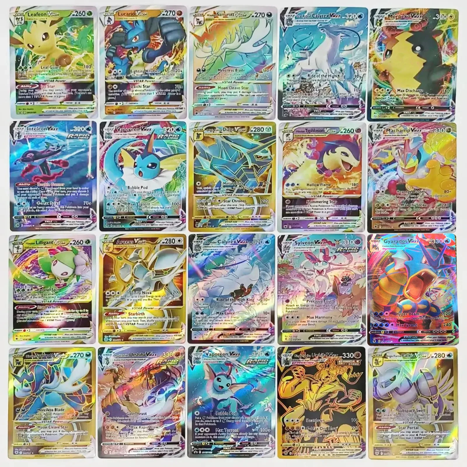 Tarjetas holográficas de Pokémon en inglés, tarjeta Flash de evolución EX Vstar Vmax GX V, Arceus arcoíris brillante, Charizard Mewtwo, novedad de