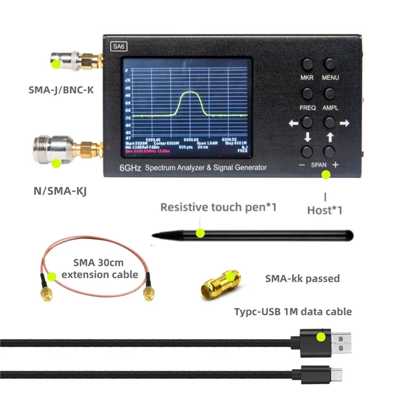 ABRW-2X 新しい SA6 ポータブル 6Ghz スペクトラム アナライザー & 信号発生器 TO、2G、3G、4G、LTE、CDMA、DCS、GSM、GPRS、GLONASS