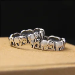 Buyee 925 Sterling Silver Female Ring Elegant Elephant Open Ring for Women Fashion Ethnic Small Fine Jewelry Circle Gift
