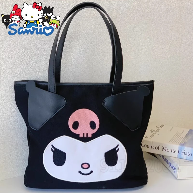  Kuromi Original New Women's Handbag Large Capacity Fashion Embroidery Women's Shoulder Bag 3D Cartoon Cute Women's Bag