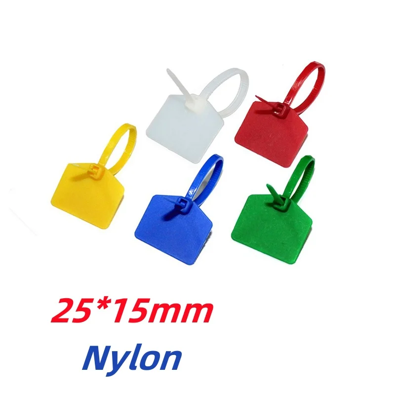 10PCS 25*15mm Nylon Self-Locking Labels Cable Ties Plastic Tag Zip Tie Wraps Network Fixing Straps Markers Length 120