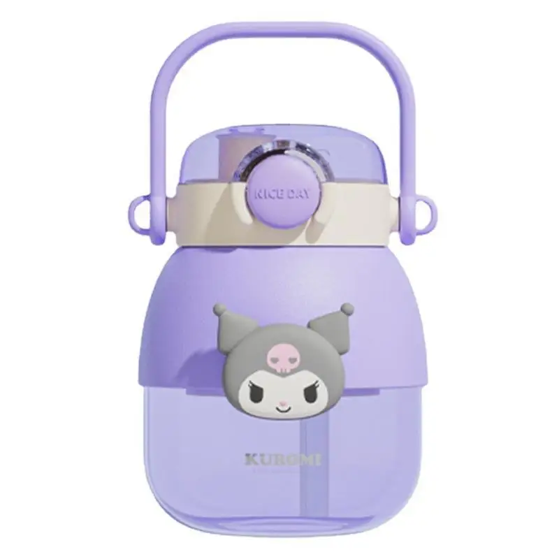 

Kuromi Children Cartoon Big belly Cups Student Sanrio Nice Appearance Summer Portable Straw Plastic Cup Kawaii Birthday Gift