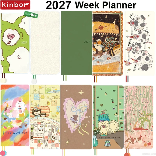 2027 Kinbor Weekly Planner Pocket Journal Notebook Slim Weeks Plan 52g Bachuan Paper Monthly Yearly Planner for Back To School