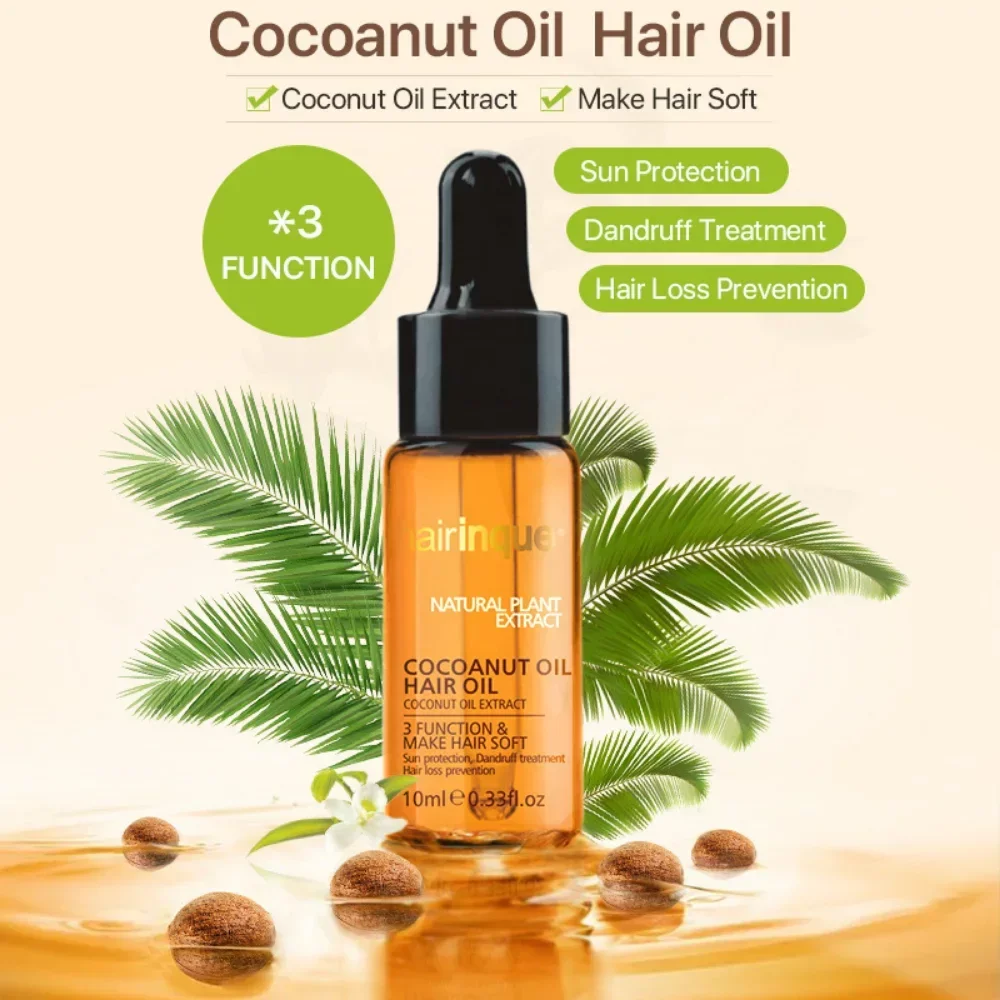 Aceite de árbol de té de coco y argán para el cabello, 10ml, reparación de daños por caspa, tratamiento para la pérdida de cabello rizado, productos de belleza para la salud