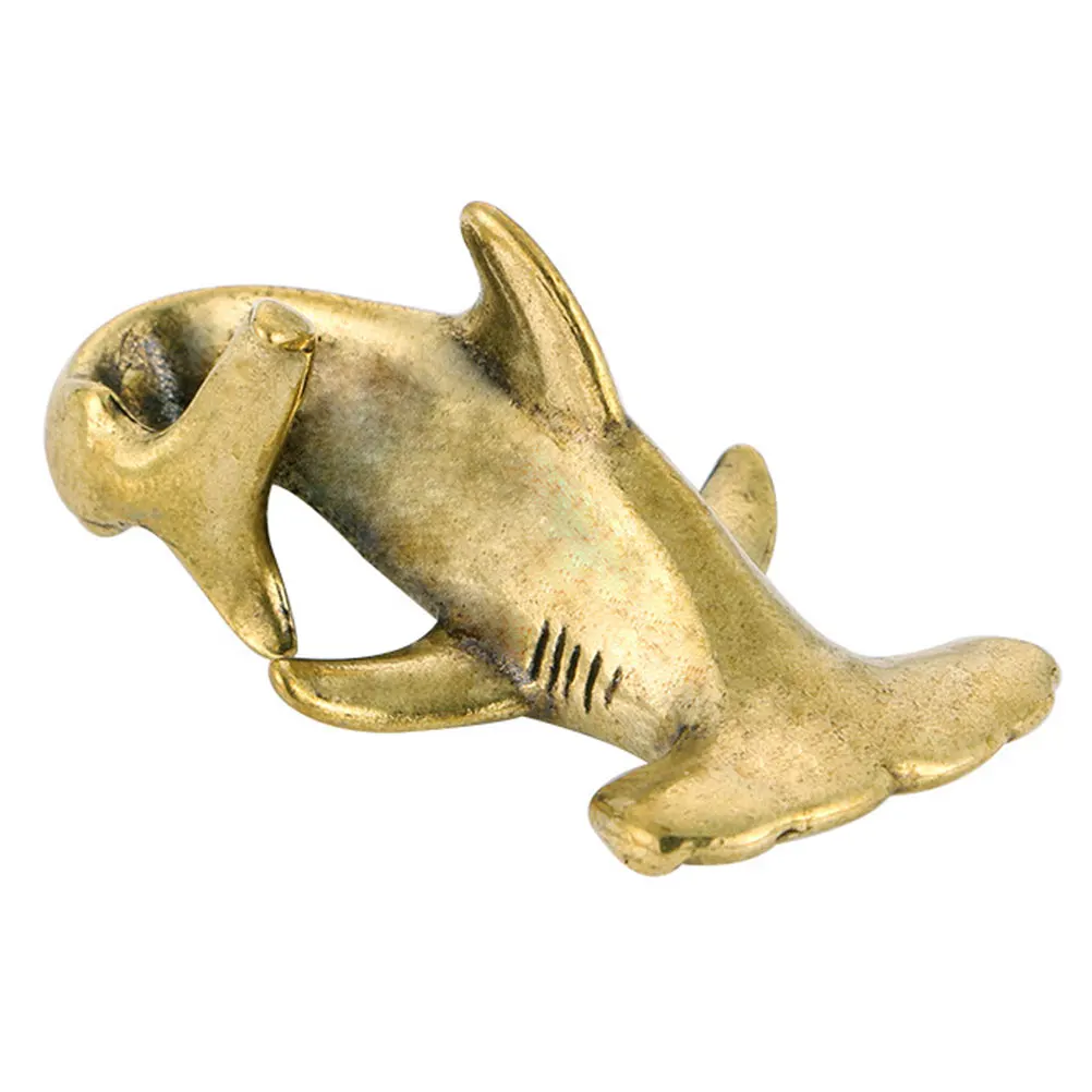 

1Pcs Retro Brass Shark Tea Pet Cute Desk Decor Shark Ornament Miniature Figurine Brass Craft